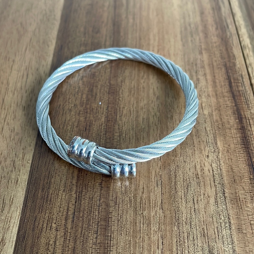 Silver Twisted Bangle Bracelet